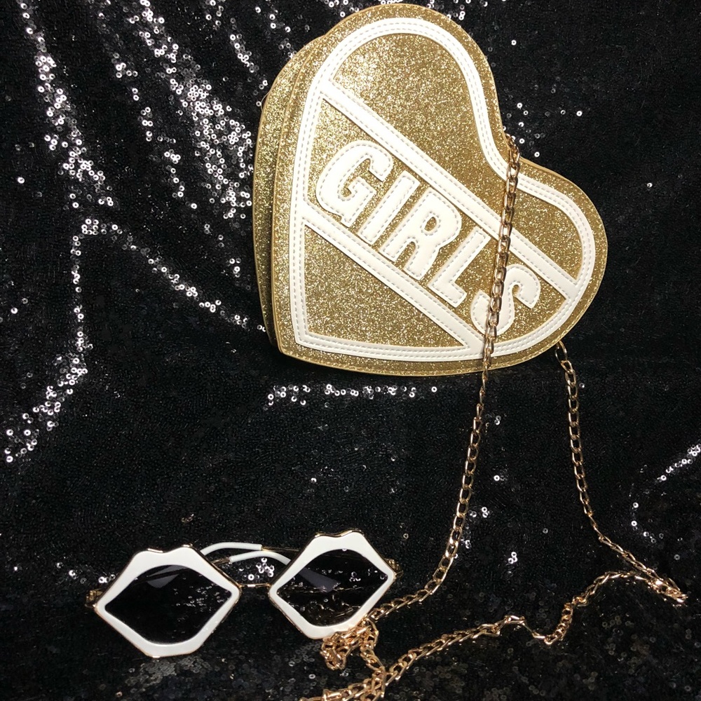 Gold Heart Shaped Glitter Purse